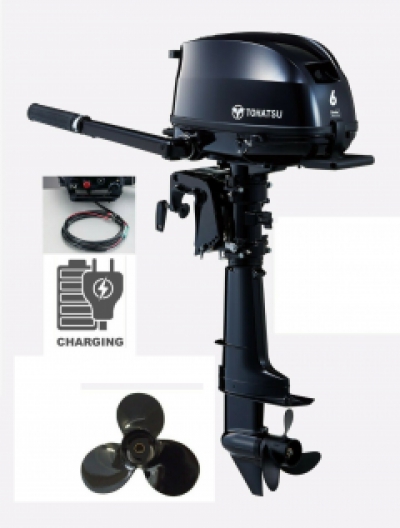 6HP Tohatsu SAIL PRO Long Shaft High Thrust 4-Stroke Outboard Motor with 12v Charging Latest Model! (ENGINE ONLY) image